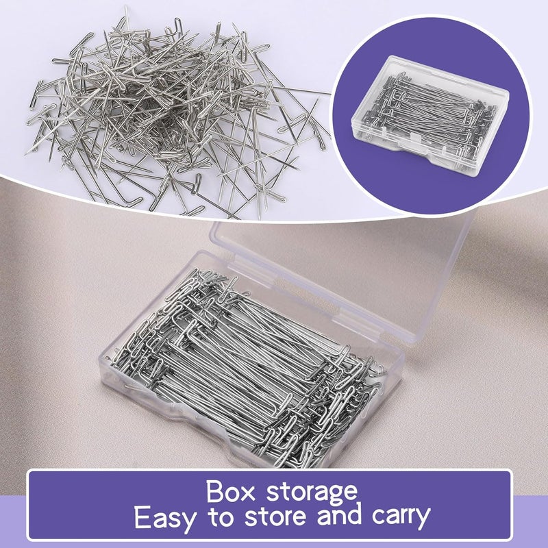 Yizzvb 120 Pcs 1.5Inch T Pins, Wig T-Pins for Foam Head with Plastic Clear Box, Sewing T-Pins for Blocking Crochet, Straight Pins for Sewing, Craft, Quilting, Office, Wall, Wig Making, Crocheting - Image 4